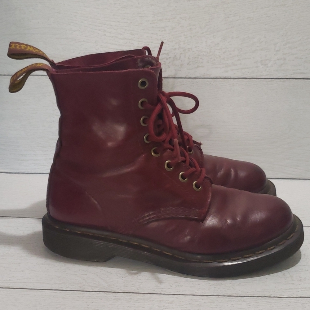Dr. Martens 36(5) woman youth girl burgundy lace up combat boots - Picture 3 of 8